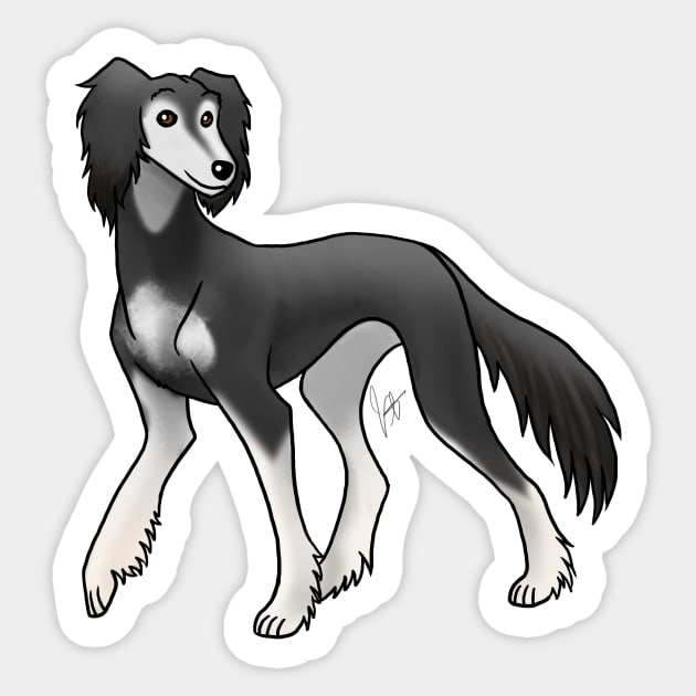 Dog - Saluki - Feathered Black and Silver Sticker by Jen's Dogs Custom Gifts and Designs